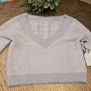 Fuzzy off shoulder sweater size S Cleo + Wolf NWT
